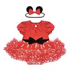 Disney Baby, Minnie Mouse Costume Bodysuit for Baby and shoes-NWT